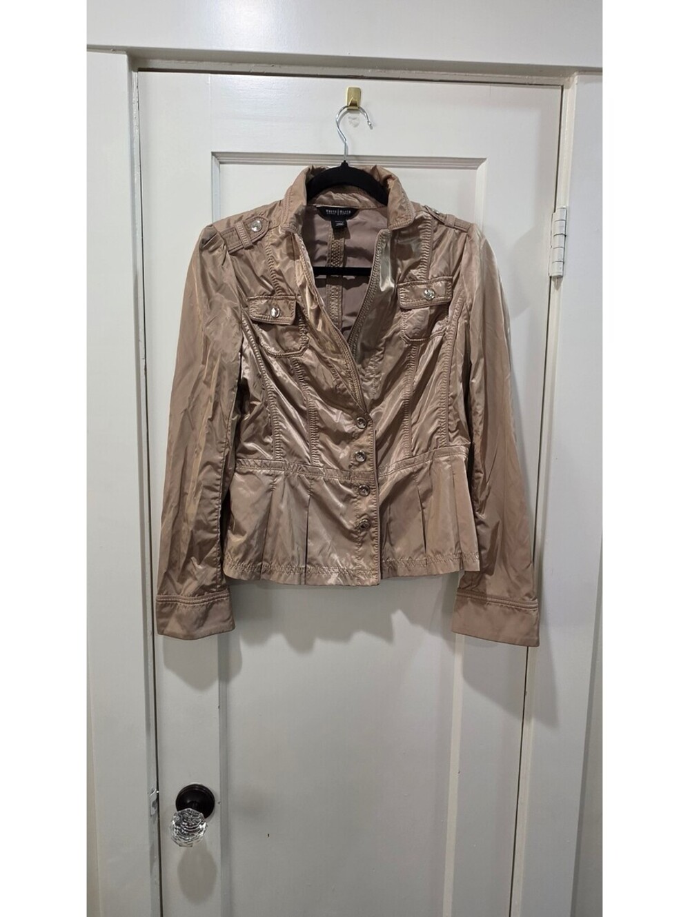 White House Black Market Beige Button Jacket Size 8